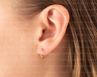 14K Rose Gold Small Hoop Earrings 10 mm
