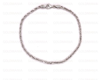 14k Weißgold Kette Herren Damen 14 Karat Weißgold Seilkette 1,5 Mm