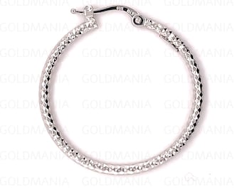 14K Weißgold Diamant geschnittene Creolen - 25 mm Echtgold Creolen