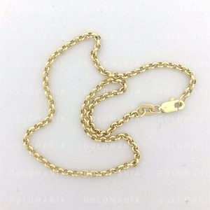 10K Yellow Gold Rolo Link Anklet Chain- 2.4mm, 10 Inch