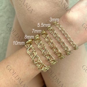14K Solid Yellow Gold Charm Bracelet, Real Gold Bracelet Women, Customizable Bracelet for Charms, Charm Base Chain, Add-On Charm Bracelet