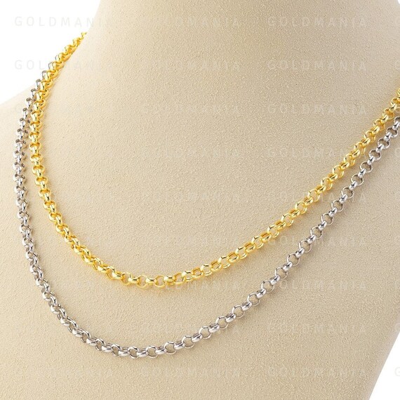 14K Gold Rolo Chain Necklace 16 to 24 