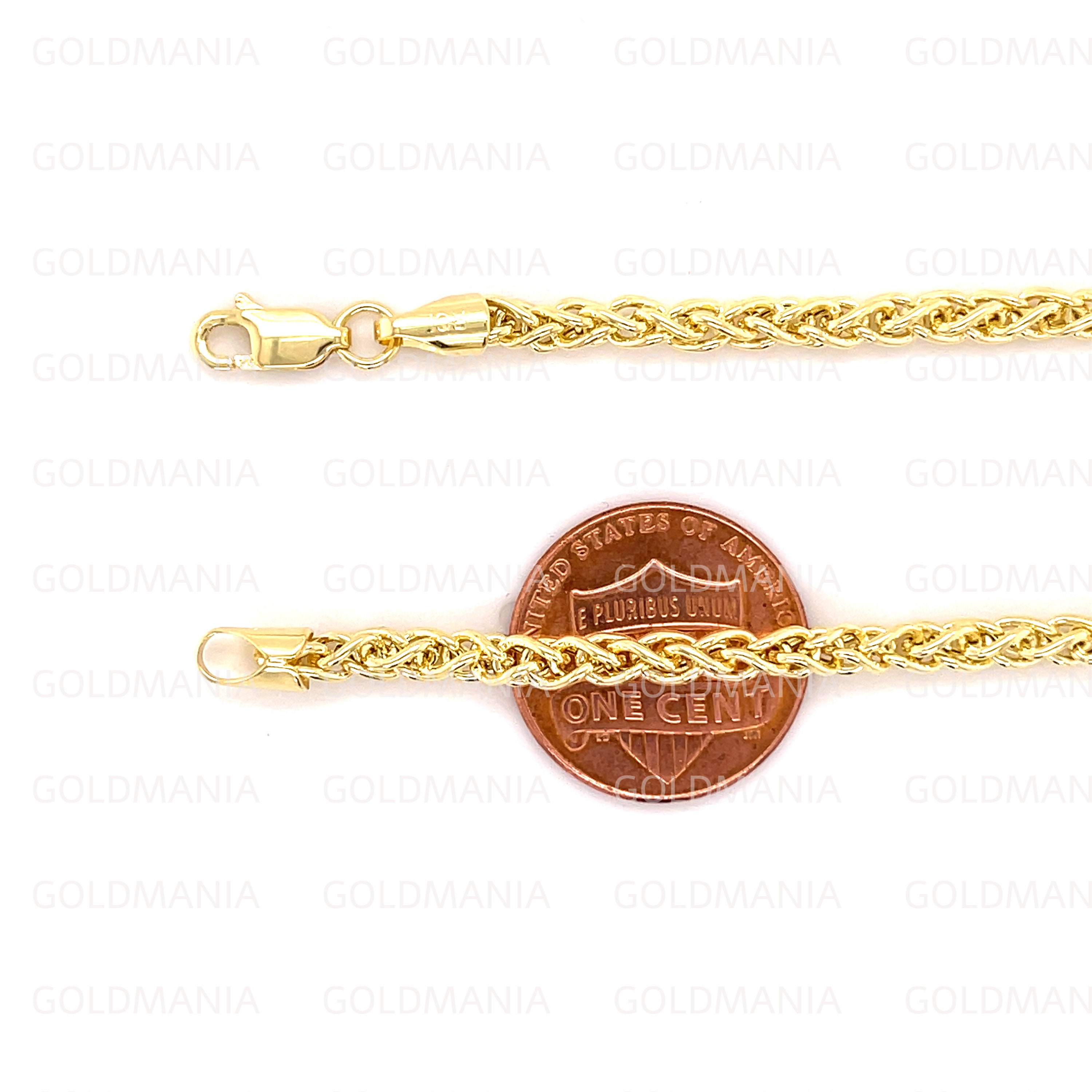14K Yellow Gold Round Wheat Chain 
