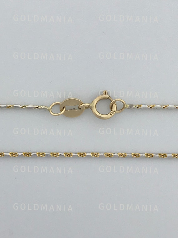Two Tone Solid 14K Gold Lumina Link Chain Necklace 16 