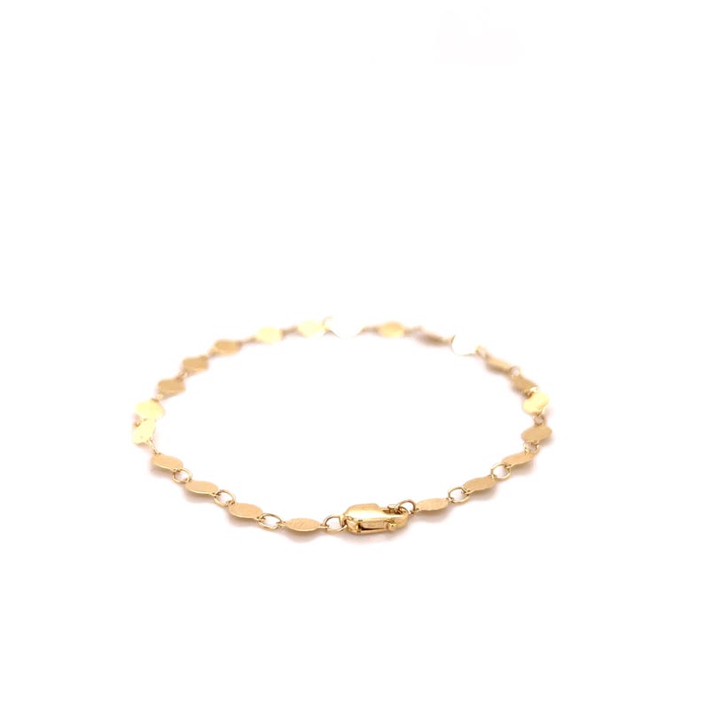 14K Yellow Gold Round Mirror Link Chain Bracelet, 7" Real Gold Bracelet image 10