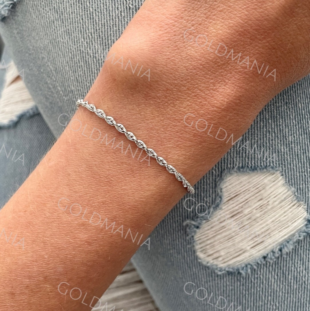 White gold chain store bracelet womens