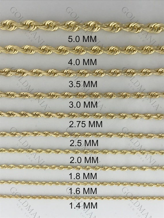 14K Solid Yellow Gold Diamond Cut Rope Chain Necklace, 16 to 30, 1.4 Mm to  7 Mm Thick, Real Gold Chain, Twist Rope Chain, Women Gold Chain -   Canada