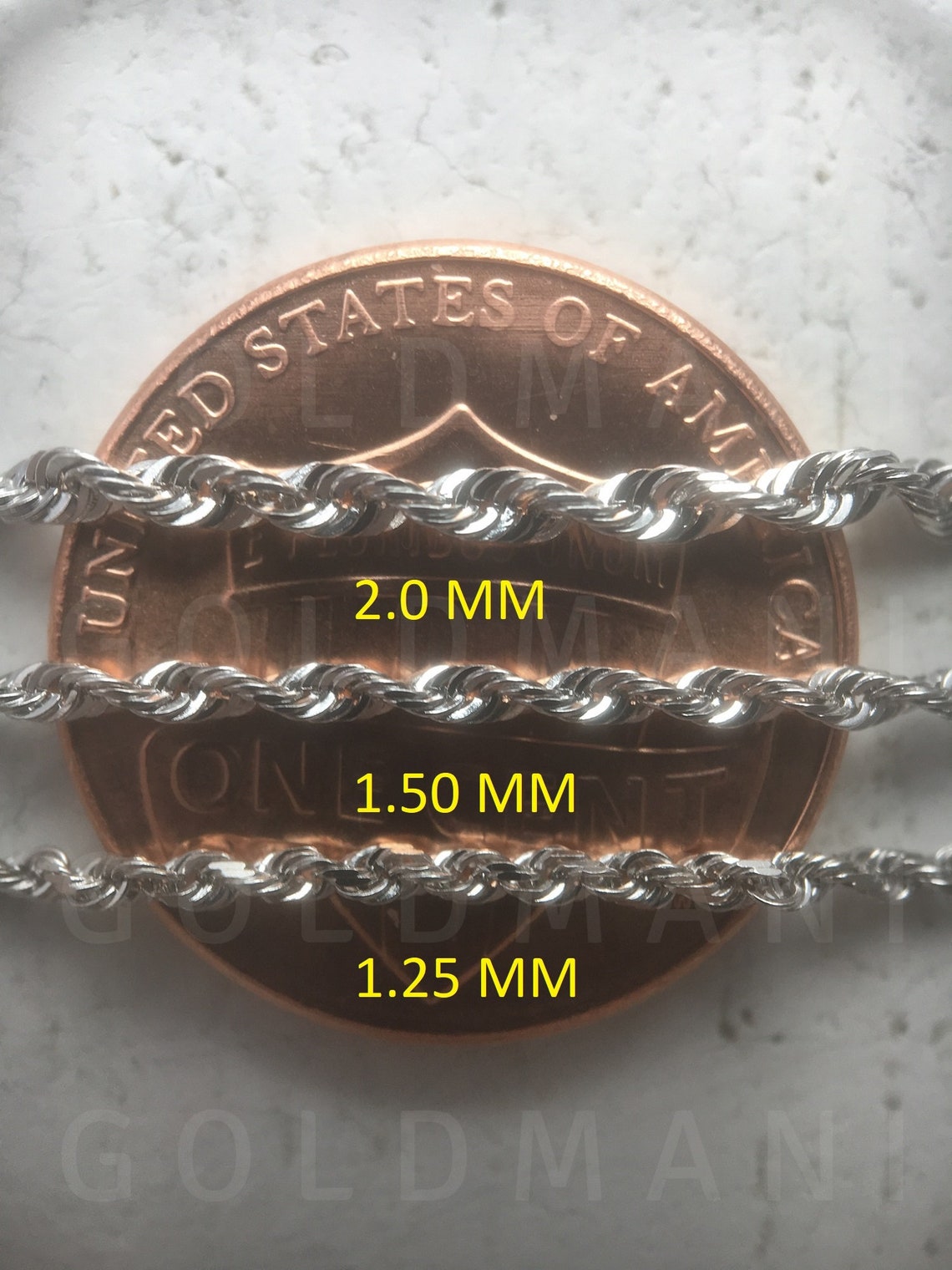 14K Solid White Gold Diamond Cut Rope Chain Bracelet 7 - Etsy
