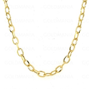 14K Yellow Gold Oval Link Chain Necklace, Real Gold Chain for Women, 18&quot; Inch 5mm Wide, Stamped Gold Jewelry, Anniversary Gift