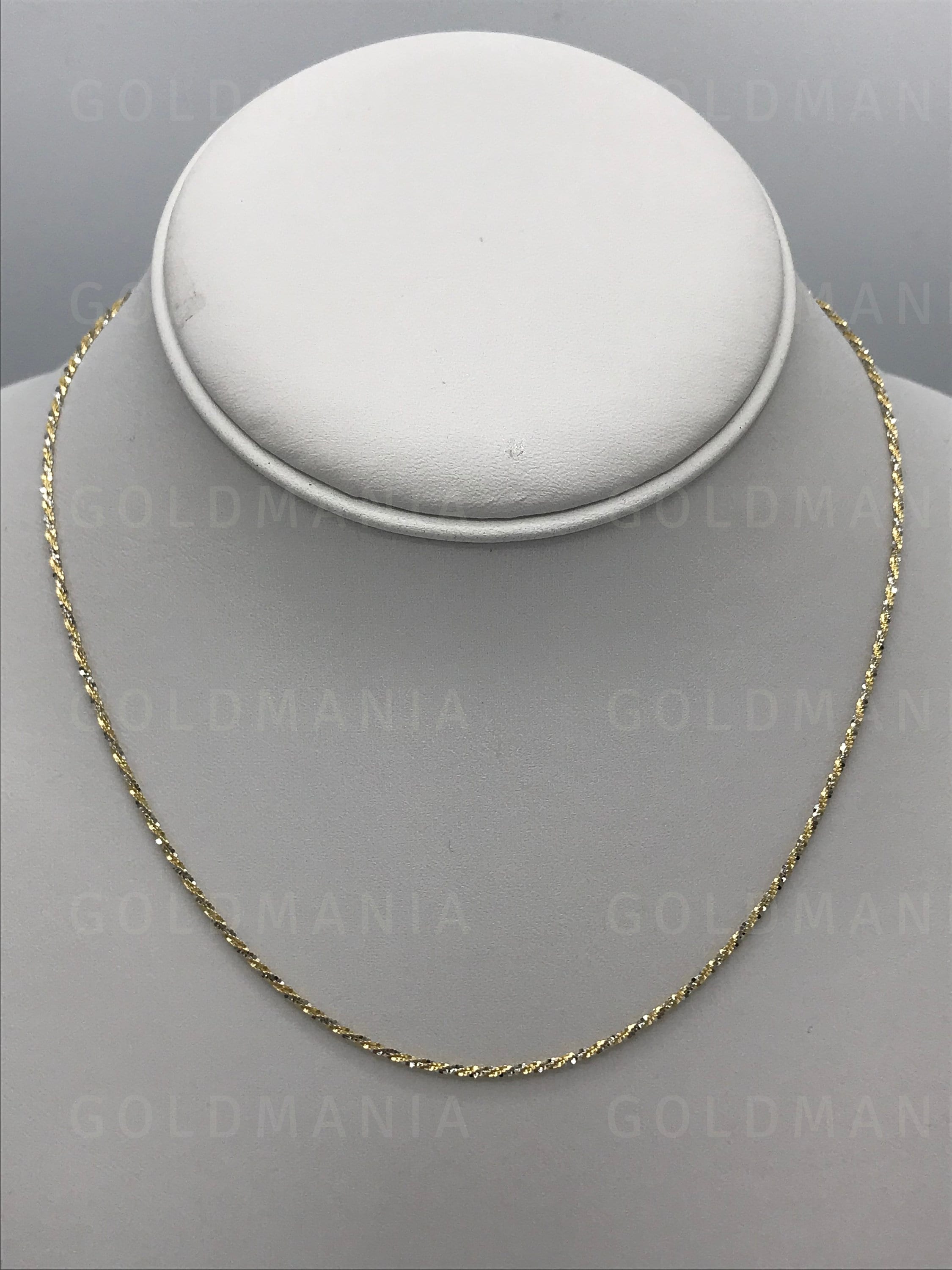 Two Tone Solid 14K Gold Sparkle Rope Chain Necklace 16 Etsy