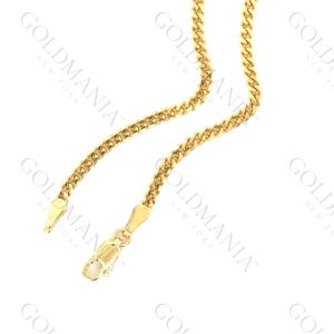18K Solid Yellow Gold Gourmette Curb Chain Necklace, 16 18" 20"  24" Inch, 2.2 mm Thick, Real Gold Chain, Women