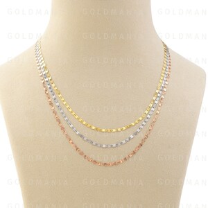 14K Solid Gold Mirror Chain Necklace: Yellow, White, Rose Gold image 3
