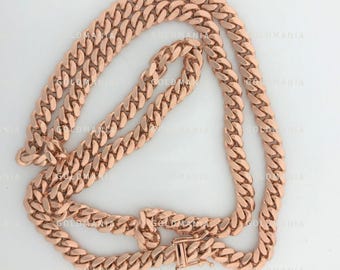 Collana Miami Cuban Link in oro rosa massiccio 14 carati: spessore 6 mm, lunghezze 22", 24", 26".