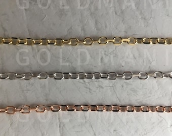 14K Gold Oval Gliederkette, 0,8 mm