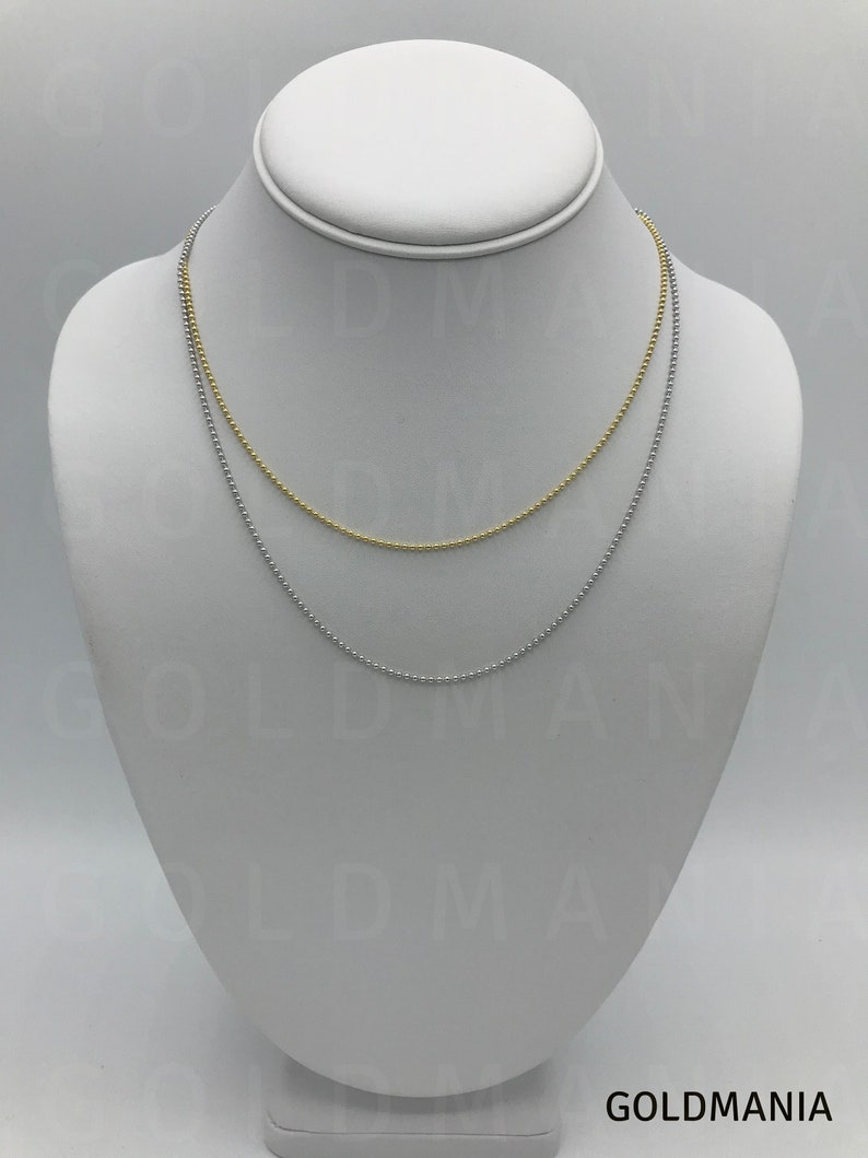 Solid 14K Gold Ball Chain Necklace 16 18 20 Etsy