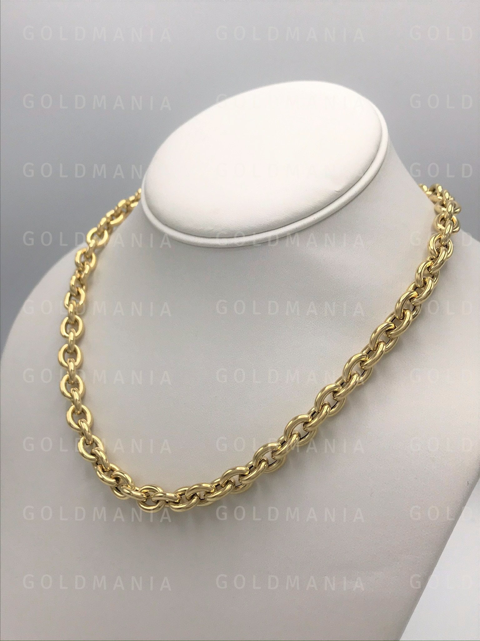 14K Yellow Gold Oval Link Chain Necklace 18 8.5MM - Etsy