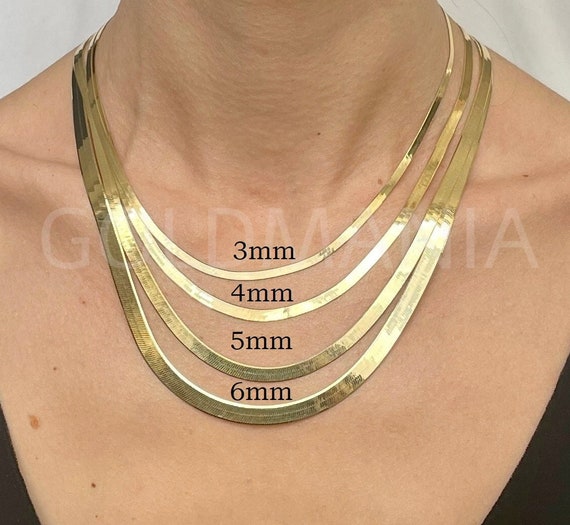 14K Gold Herringbone Chain Necklace