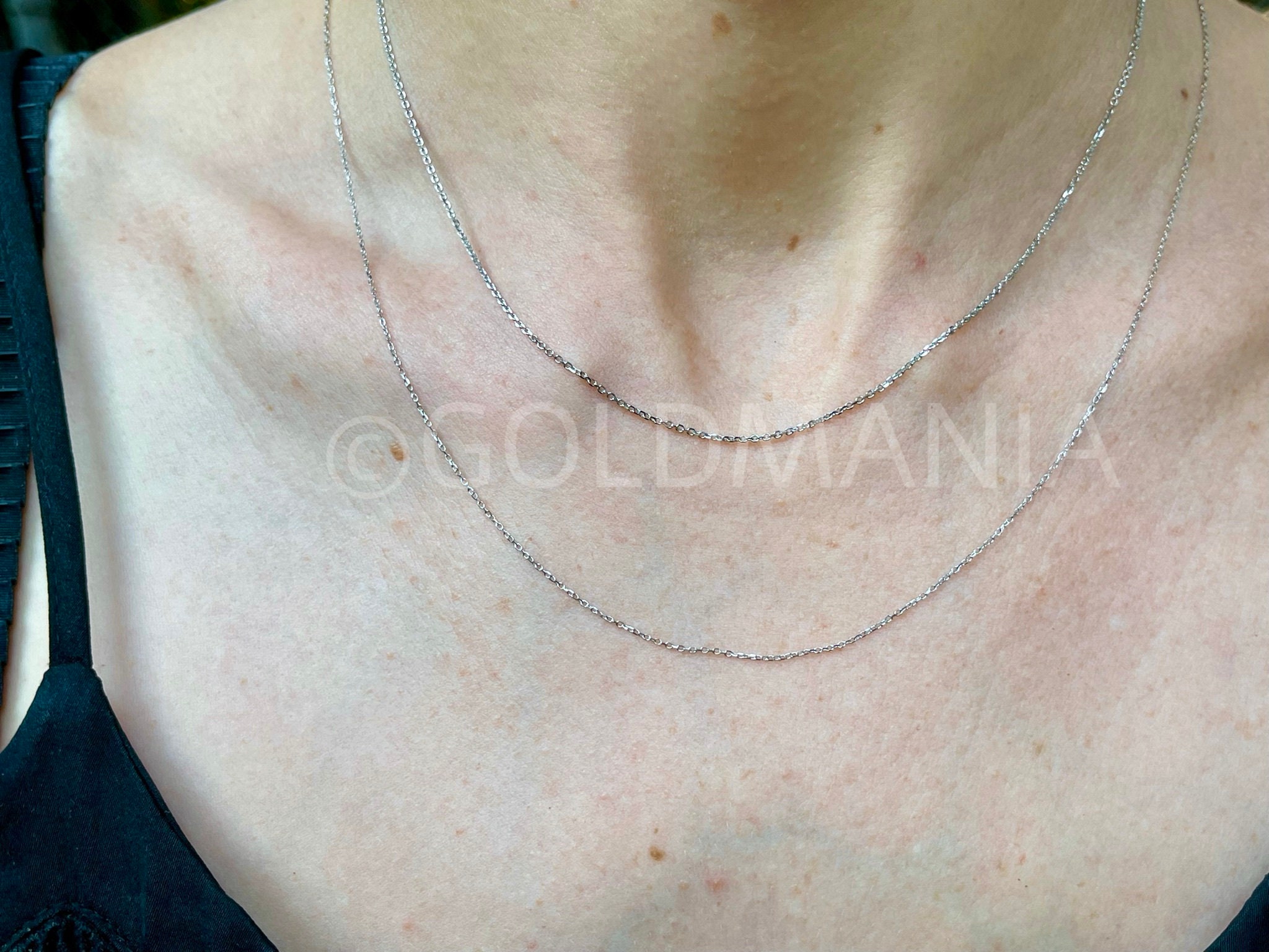 Cable Chain 18K Solid White Gold 16 18 