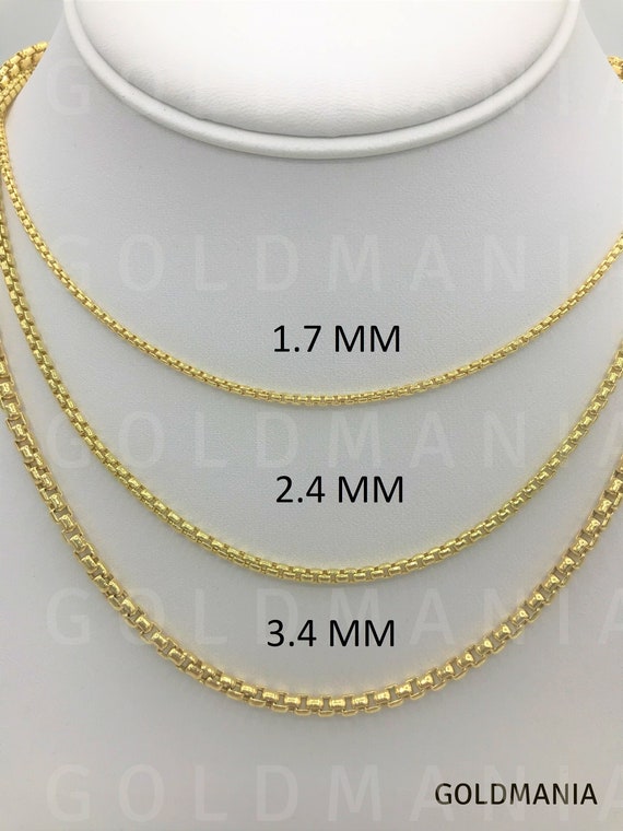 Box Chain Necklace in 18K Yellow Gold, 3.4mm