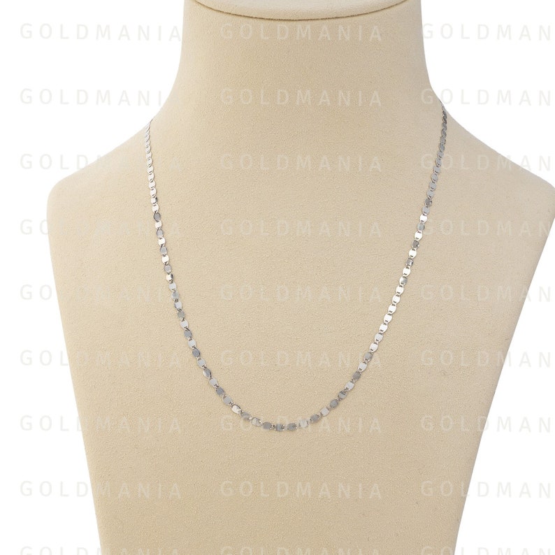 14K White Gold Mirror Chain Necklace 16 to 24 Etsy