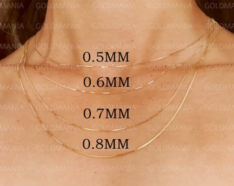 14K Gelbgold Box Kette: Echt Gold Halskette