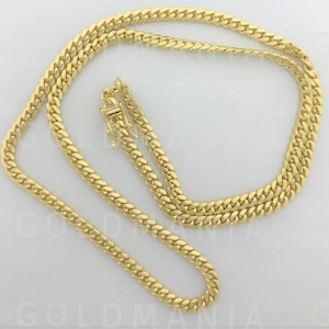 10K Solid Yellow Gold 4mm Thick Miami Cuban Link Chain Necklace,20&quot; 22&quot; 24&quot; 26&quot; Inch, Real Gold Chain, Women Men