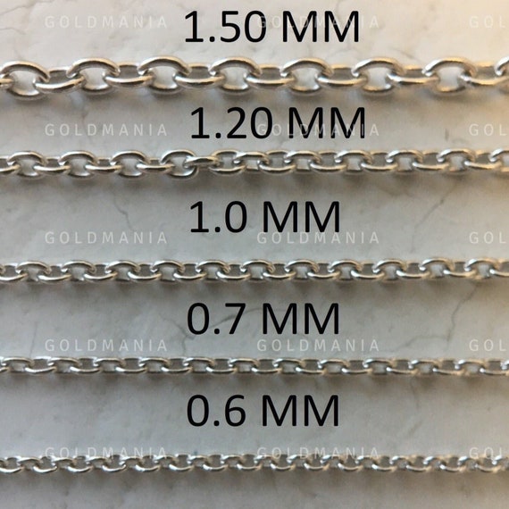 14K Solid White Gold Thin Oval Cable Link Chain Necklace 16 17 18