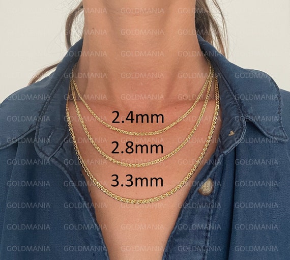 14K Yellow Gold Round Wheat Chain 