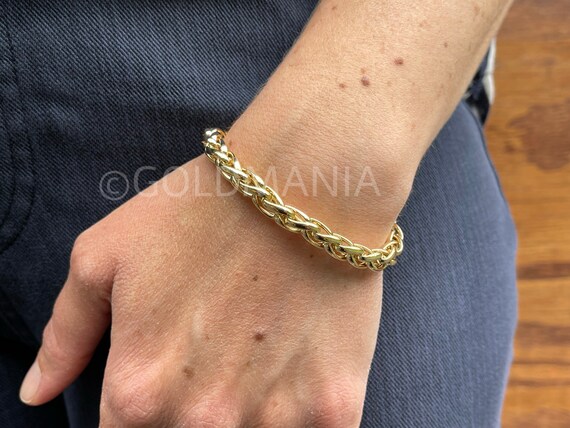 14K Yellow Gold Round Wheat Bracelet 7 
