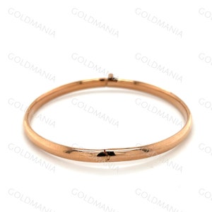 14K Rose Gold Bangle Bracelet, 5mm Thick, 7&quot; Inch, Real 14K Gold Bracelet, Stackable Bangle, Polished Gold Bangle, Women