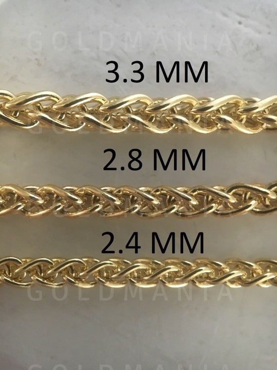 14Kt Gold Square Wheat Chain Square Wheat Chain 16 Inches Long