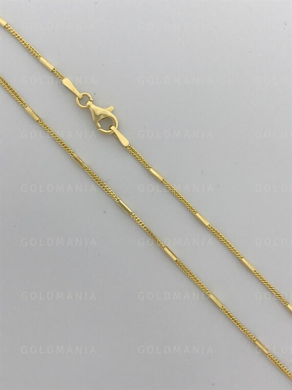 Solid 14K Yellow Gold Bar Station Chain Necklace 16 Etsy