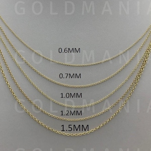 14K Solid Gold Cable Link Chain Necklace, Real Gold Necklace, Dainty Gold Chain, Thin Gold Necklace, Women Gold Chain, Delicate Gold Chain