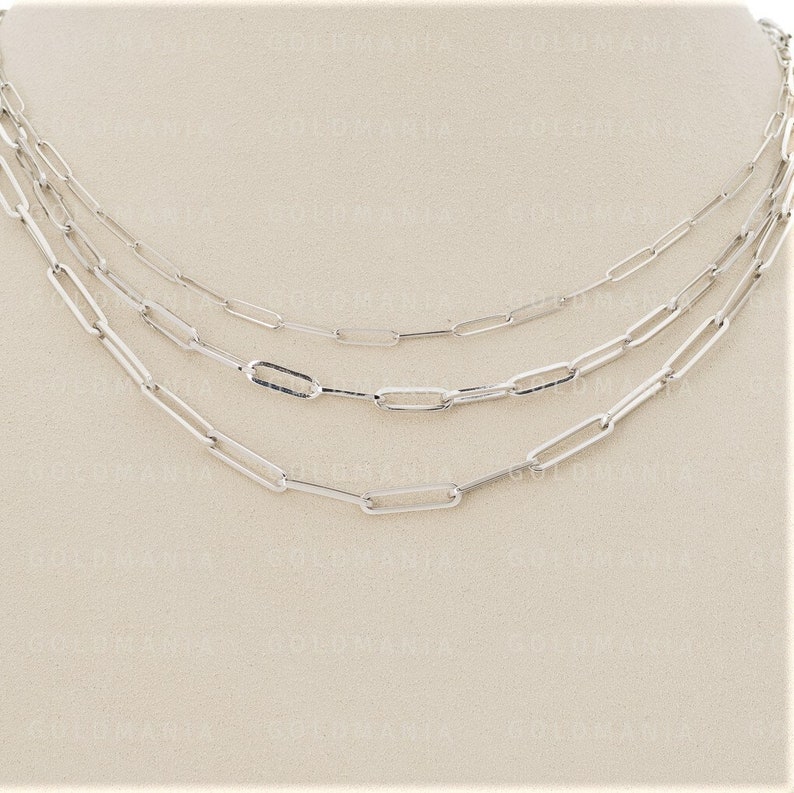 Solid 14K White Gold Paper Clip Chain Necklace 16 to Etsy