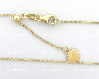 14K Solid Gold Gliederkette, Halskette: Einstellbar 52 cm