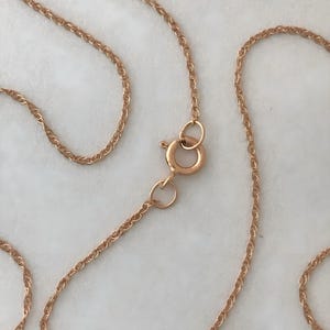 14K Solid Rose Gold Dainty Rope Chain Necklace, 16" 18" 20" Inch, 1mm Thick, Dainty Real Gold Chain, Thin Gold Chain, Women Gold Chain