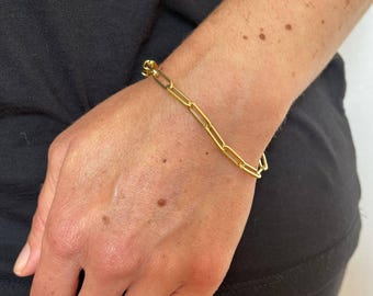 Bracciale a catena con graffetta in oro giallo 10K - 7,5 pollici