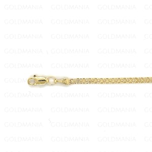 Bismark Chain Necklace 14K Yellow Gold  16&quot; 18&quot; 20&quot; Inch, 2.5mm Thick, Real Gold Chain, Thin Gold Chain, Flat Link Chain, Women Gold Chain