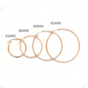 14K Yellow Gold Hoop Earring Set, 25mm 30mm 40mm 45mm Wide, 1.5mm Thick, Real Gold Hoops, Thin Gold Hoops, Women Gold Hoops, Polished Hoops