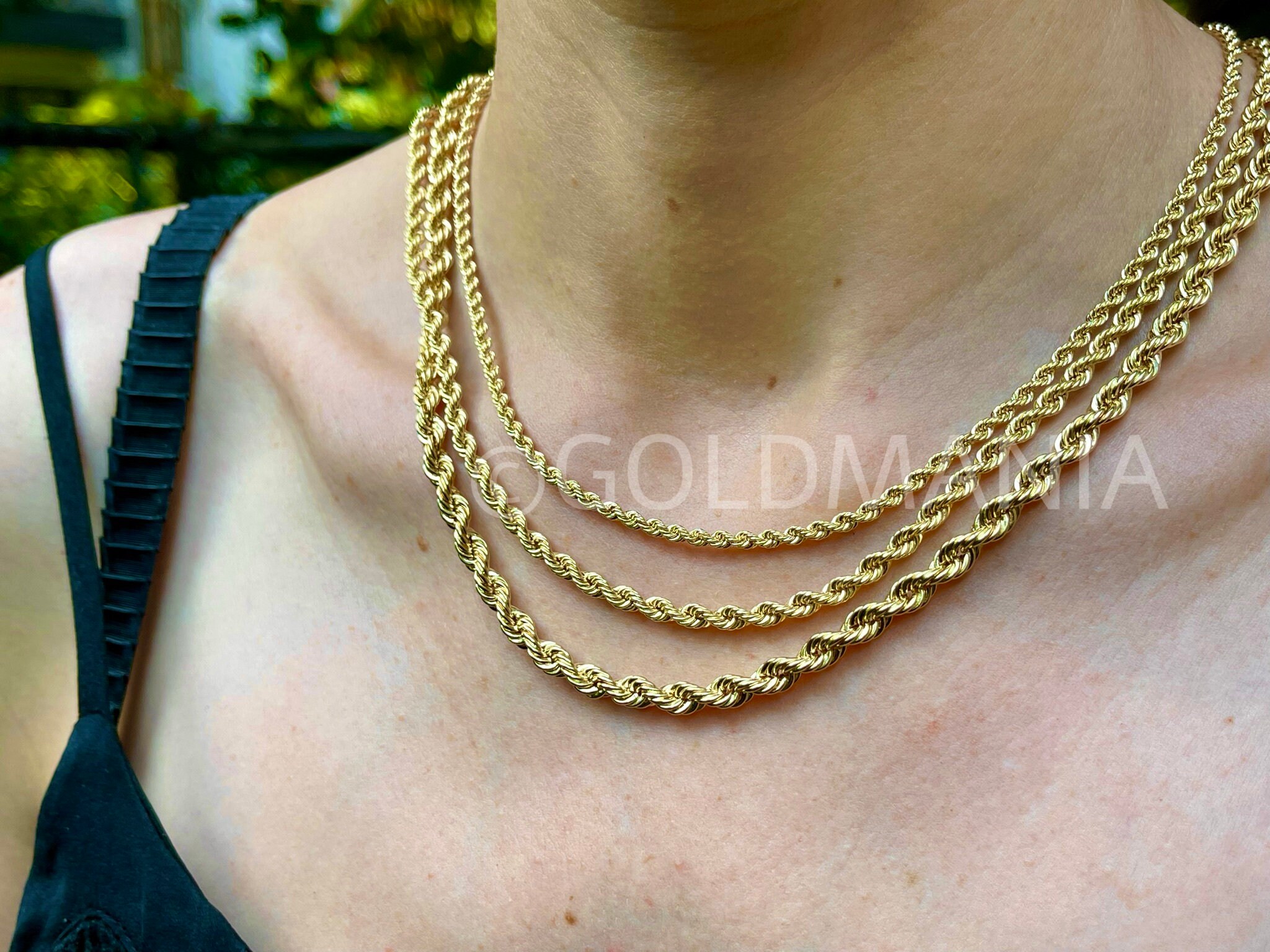 14K Yellow Gold Rope Chain Necklace 18 
