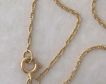 14K Solid Yellow Gold Rope Chain Necklace: Dainty Thin Chain (1mm)