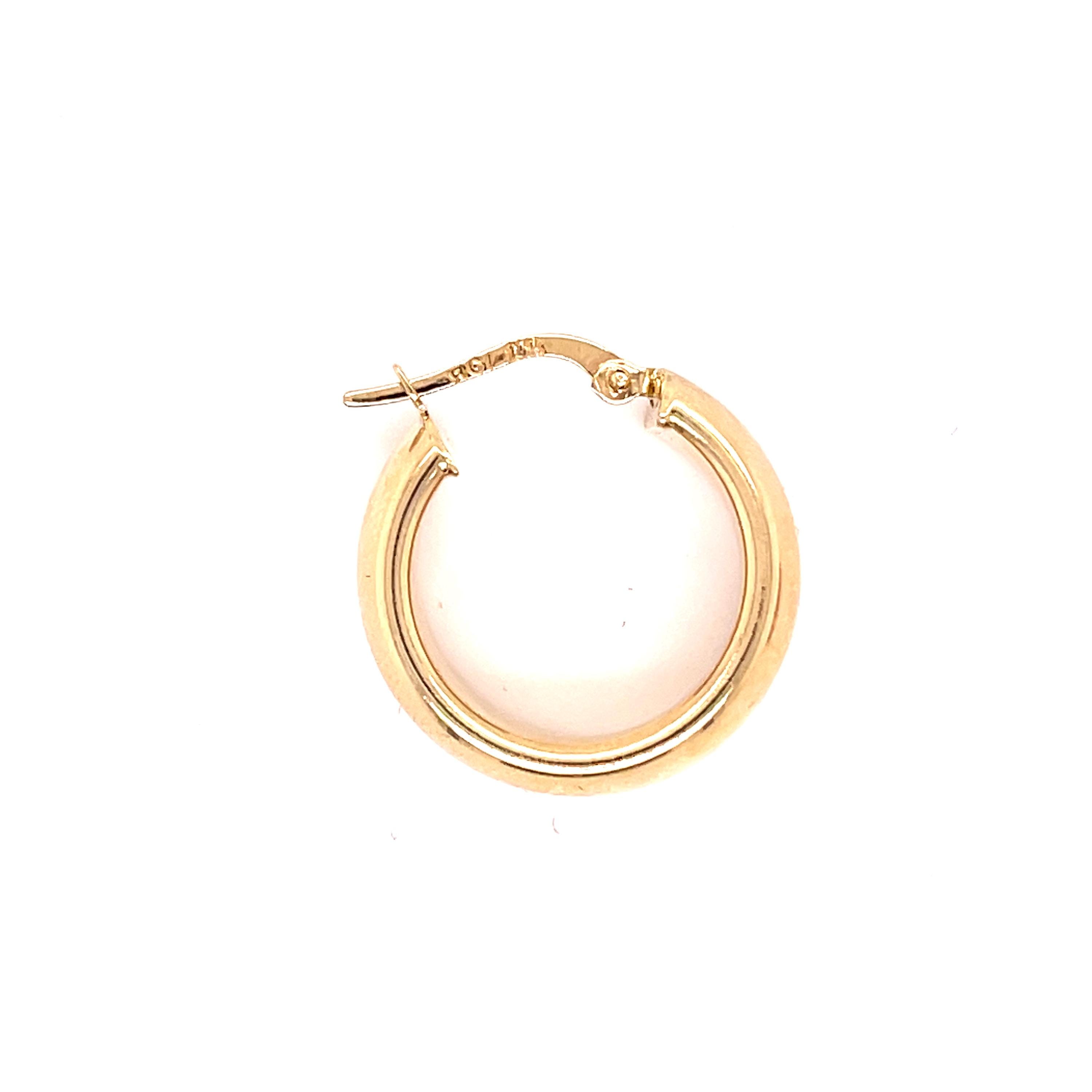 Orecchini A Cerchio Oro Giallo 585 (14kt) – Modello SIT14 – Made In Italy – Lucidi Diamantati 15 Mm