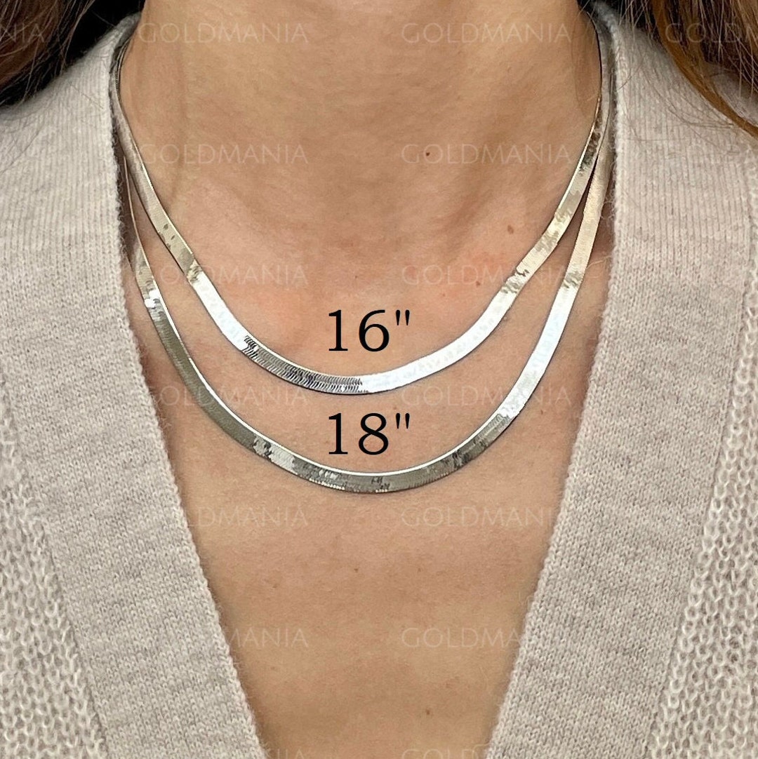 14K Solid White Gold Herringbone Necklace Chain 5mm Thick Etsy