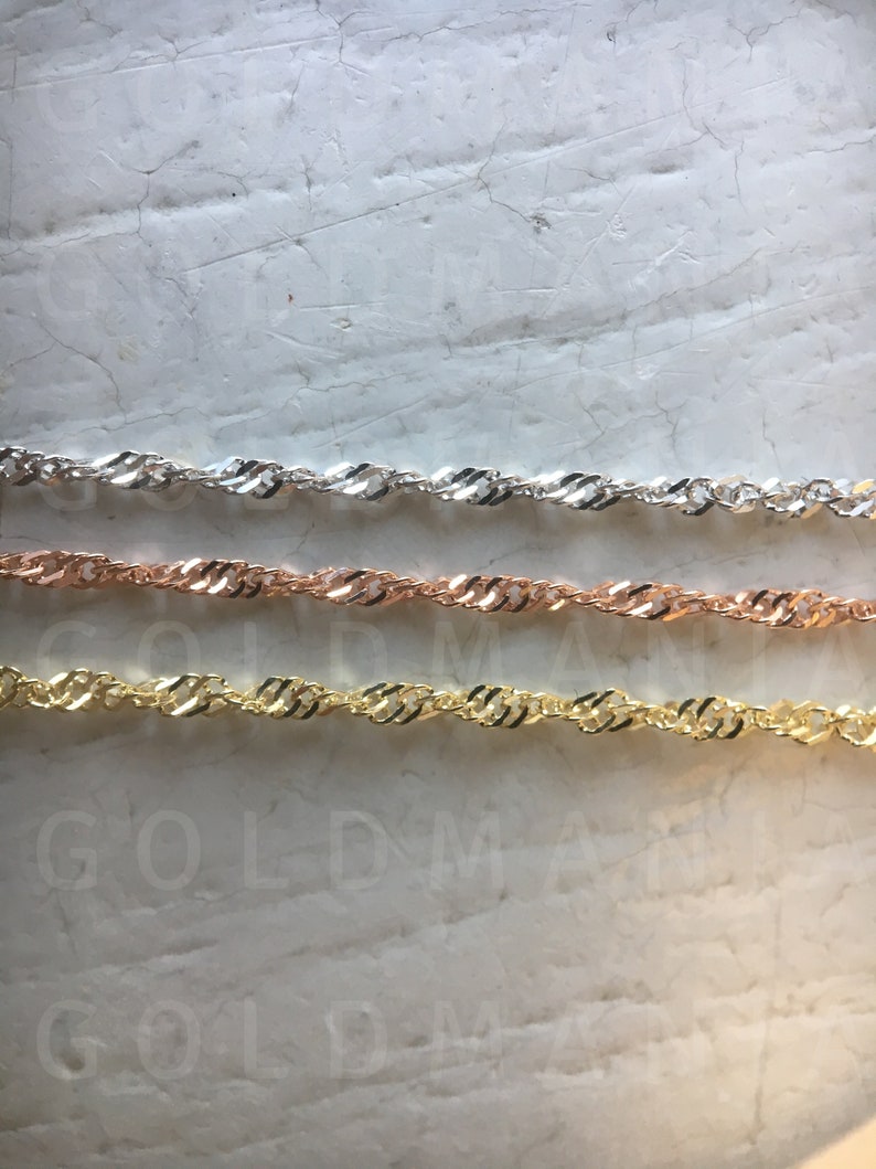 14K Solid Gold Twist Singapore Chain Necklace 16 Etsy