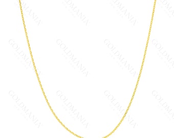 14K Massivgold Diamantschliff Kabelkette: Zierliche Echtgold Halskette