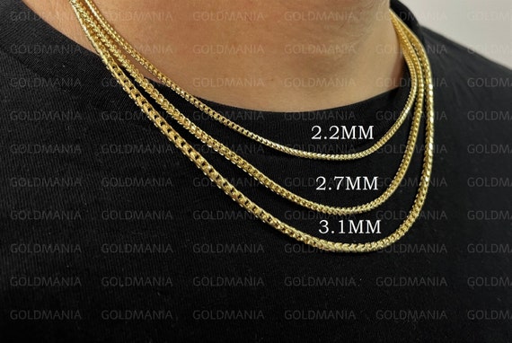 14K Solid Yellow Gold Franco Necklace 