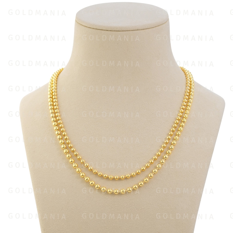 14K Solid Yellow Gold Ball Chain Necklace 18 20 Etsy