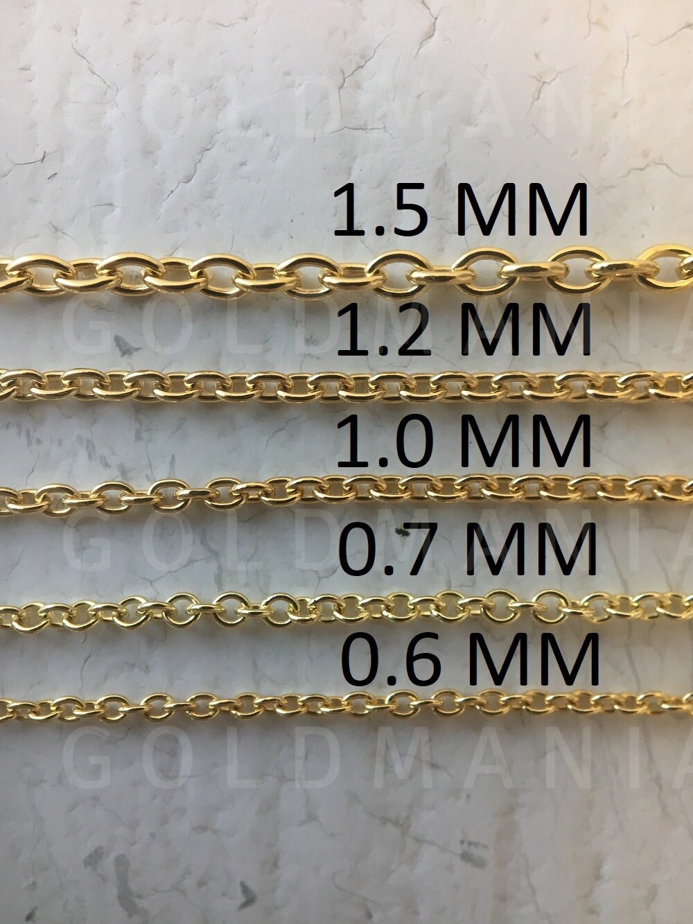 14K Solid Yellow Gold Oval Cable Link Chain Necklace 16 18 20