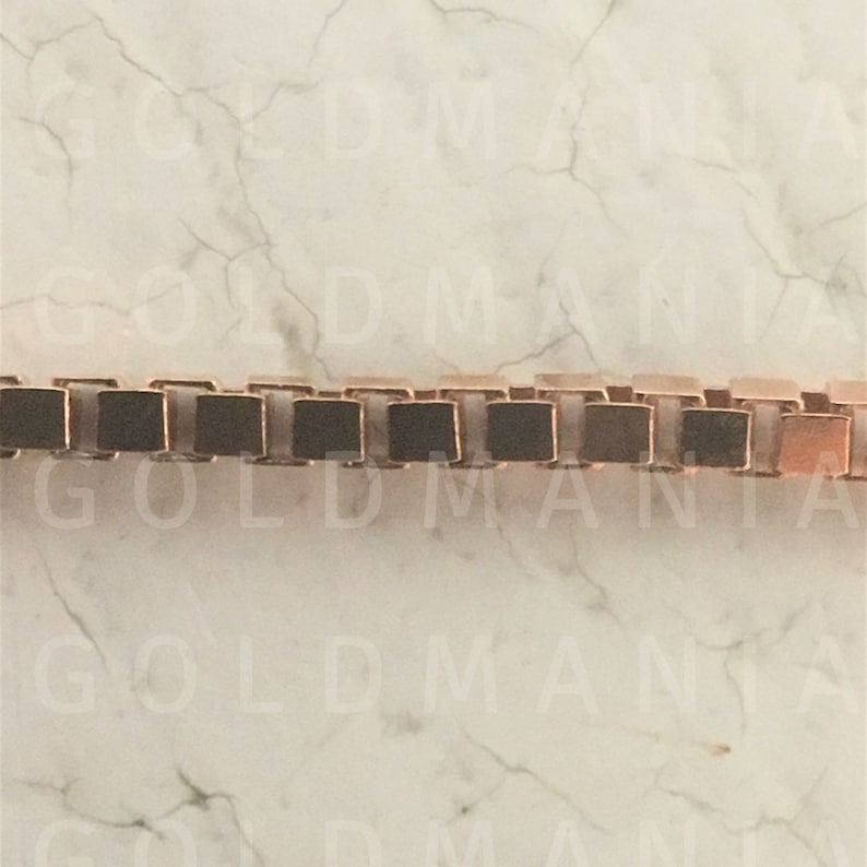 14K Rose Gold Box Kettenhalskette: Zierlich, dünnes Echt Gold Bild 7