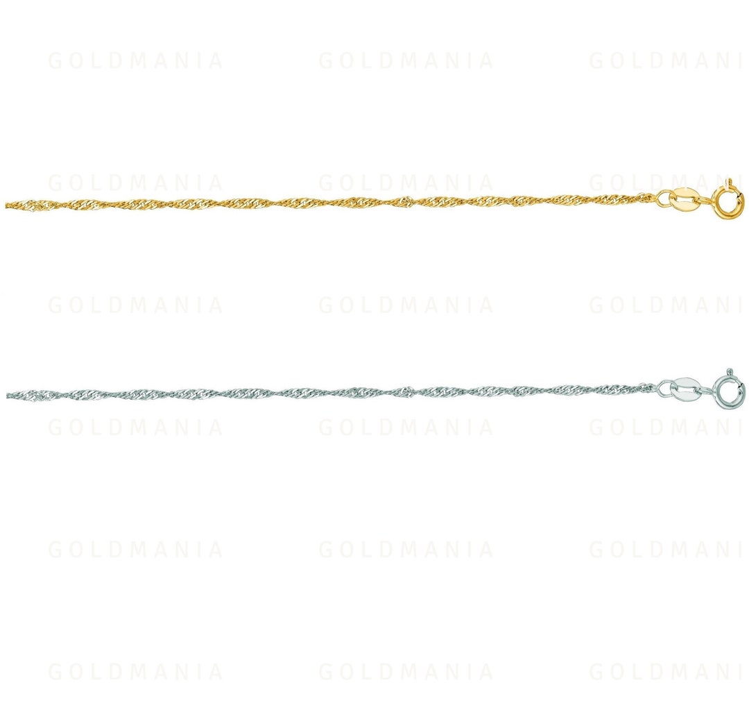 14K Solid Gold Singapore Anklet: Thin Twist Rope Chain, 10 Inch - Etsy